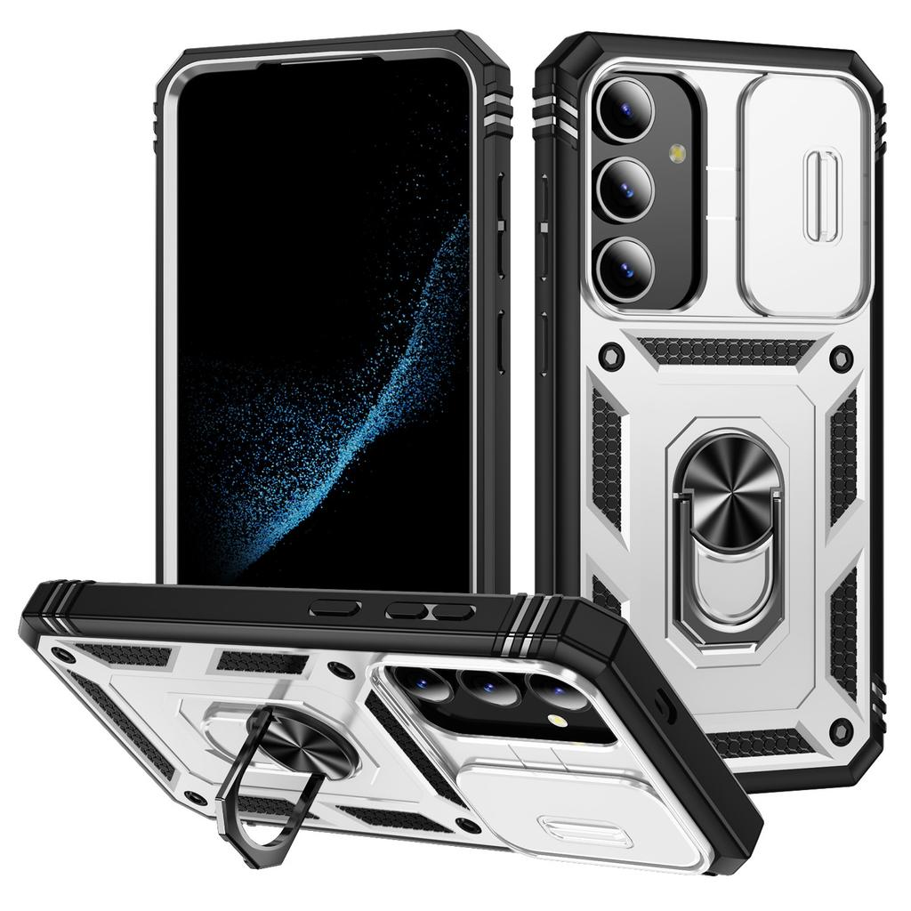 For Samsung Galaxy S25 Case TPU+PC Slide Camshield Kickstand Phone Cover