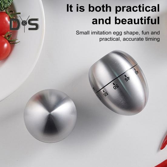 Mechanischer Küchentimer, 60 Minuten Countdown-Alarm, laute 70-dB-Glocke, Edelstahl, keine Batterien, einfach zu verwendender Timer zum Kochen, Lernen, Hausaufgaben, Yoga