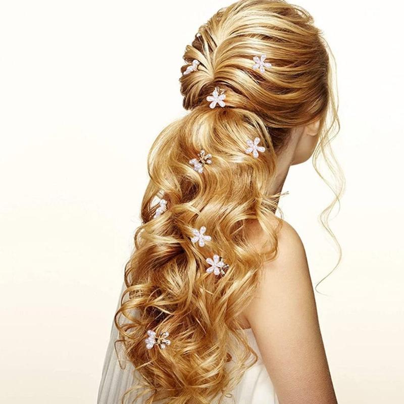 20KS Mini Kamínky Umělé Perly Květinová Vlasová Spona Květinové Sponky do Vlasů Pro Dívky Svatební Párty Doplňky