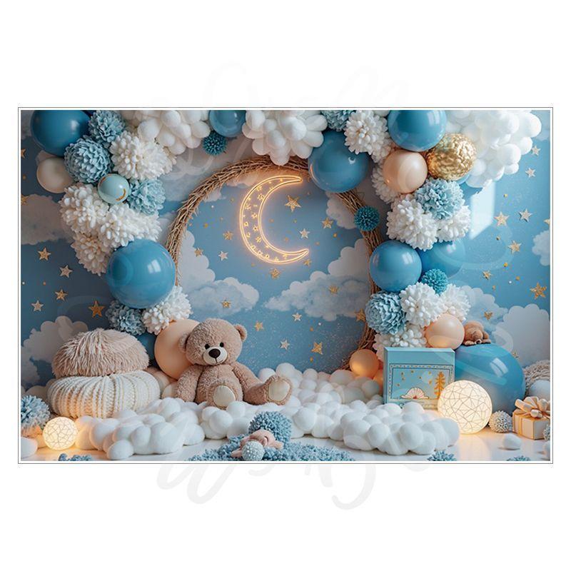 Balloon Cartoon Background Fabric  Children's Birthday Party Decoration Background Wall Fabric  Pet Photography Background Fabric