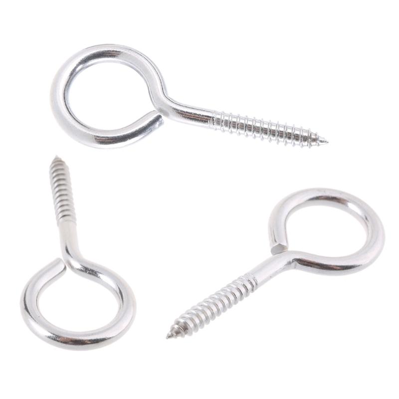 20Pcs Self Tapping Screws Eyes Bolts Heavy Duty Stainless Steel Eyes Screw Metal Small Tapping Screw Hook Rings Enduring