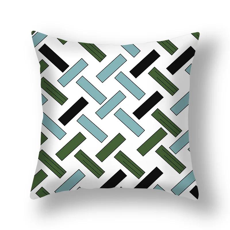 Nordic minimalist geometry fresh green pillowcase home living room bedroom sofa decoration cushion cover