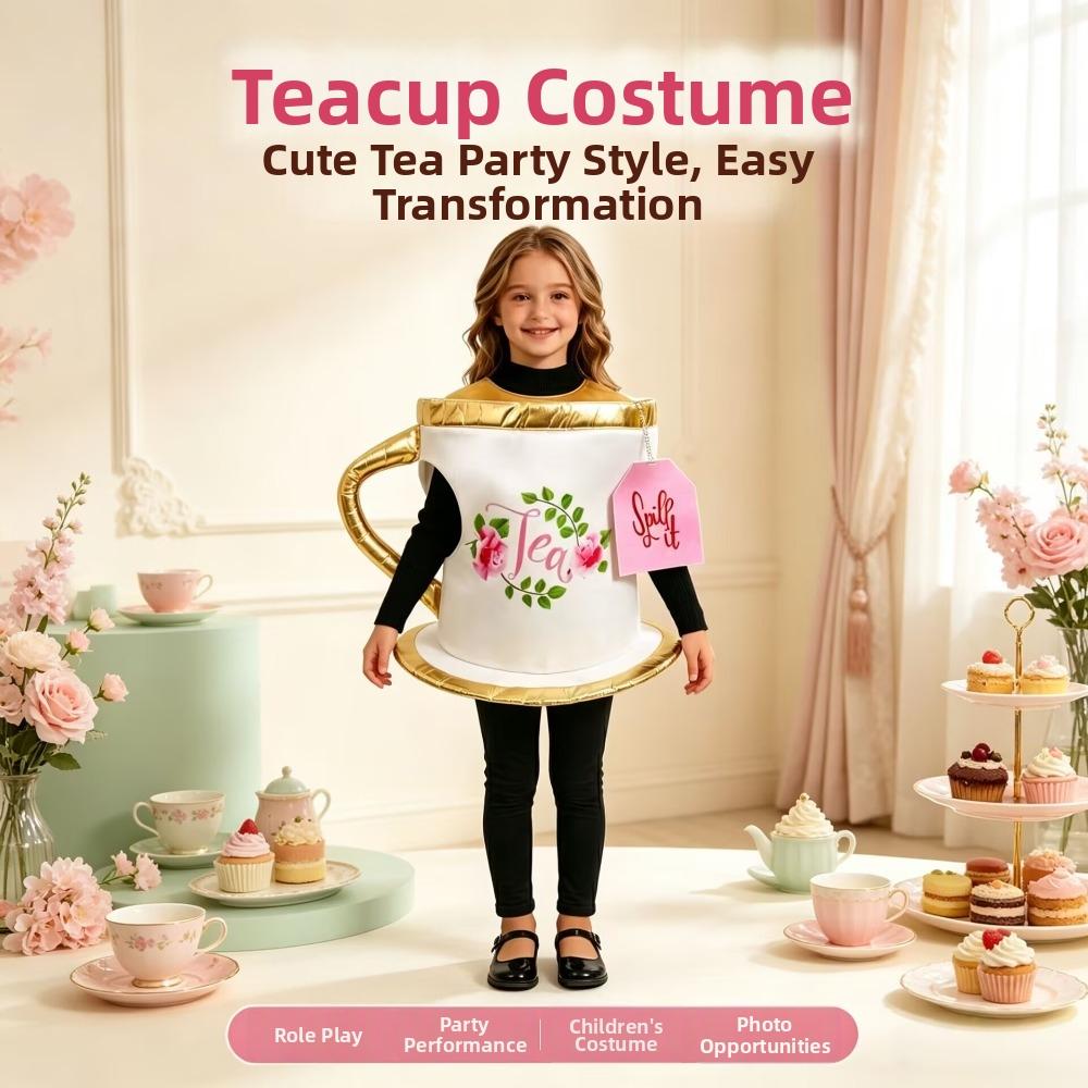 Kids Cos Costume Tea Cups Play Costume Tea Parties Outfit Halloween Costume Set Children's Day