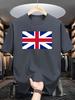 Heavy duty pure cotton Unisexs loose Tshirt fashionable British flag printed short sleeved round neck casual top