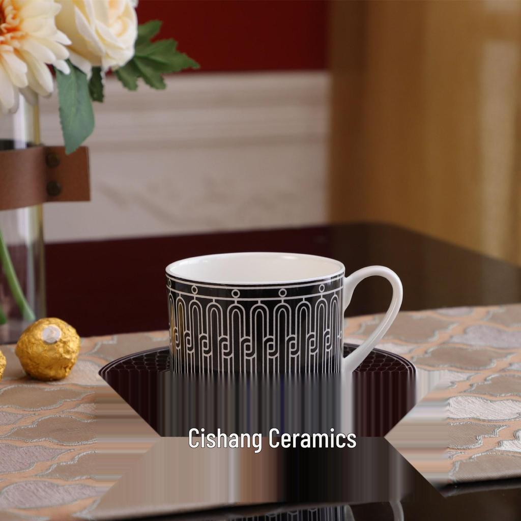 European Gold Carriage Woven Pattern Bone China Tea Cup & Saucer - High-End Exquisite Afternoon Set.