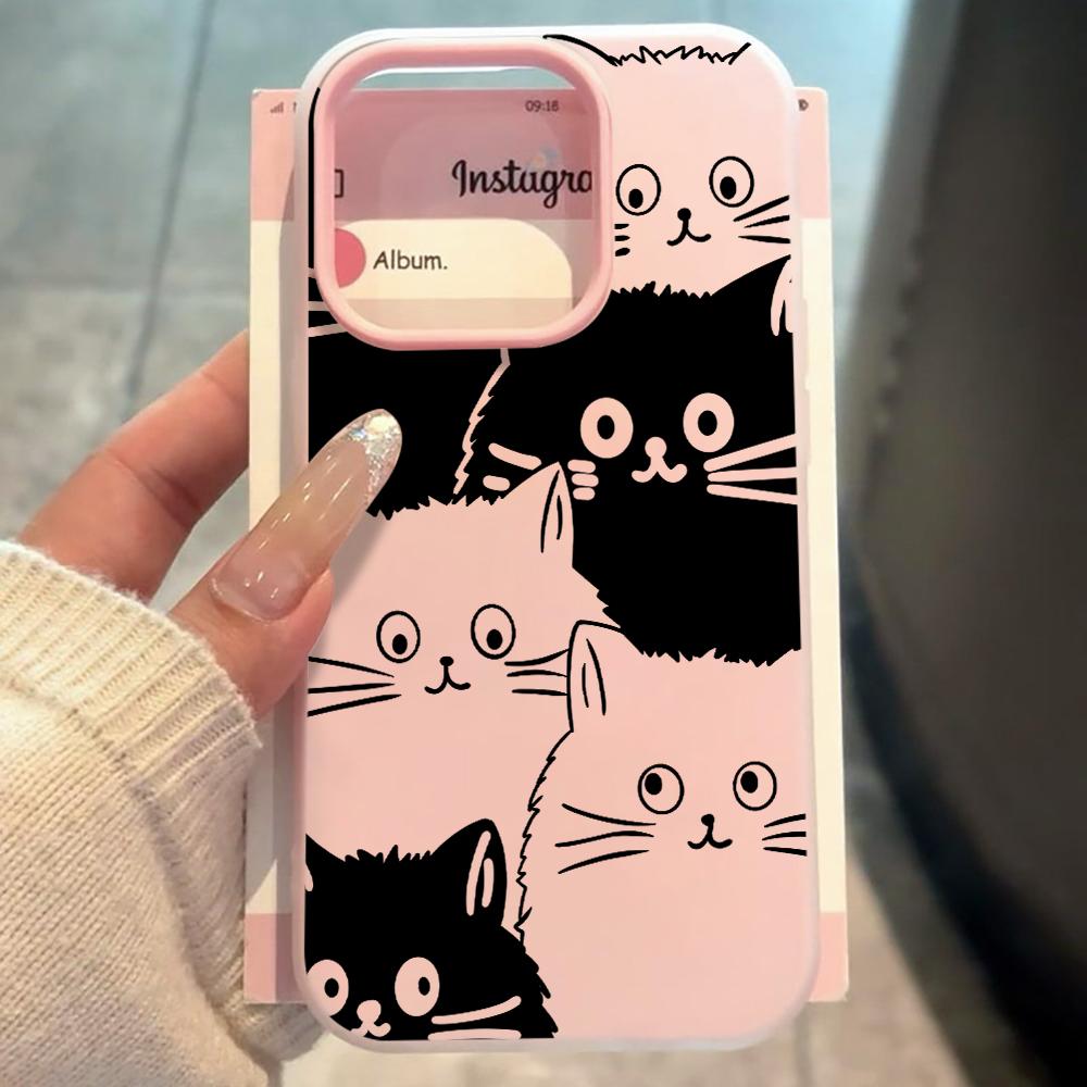INS Couple Black White Cat Candy Color Phone Case For Xiaomi 14T 15T Pro Xiaomi 17 pro max Xiaomi Mi 11 Lite 5G Shockproof Funda