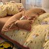 A-Grade Cartoon Cotton Bedding Set for Students - 4-Piece Single Dorm Set with Bed Sheet and Duvet Cover