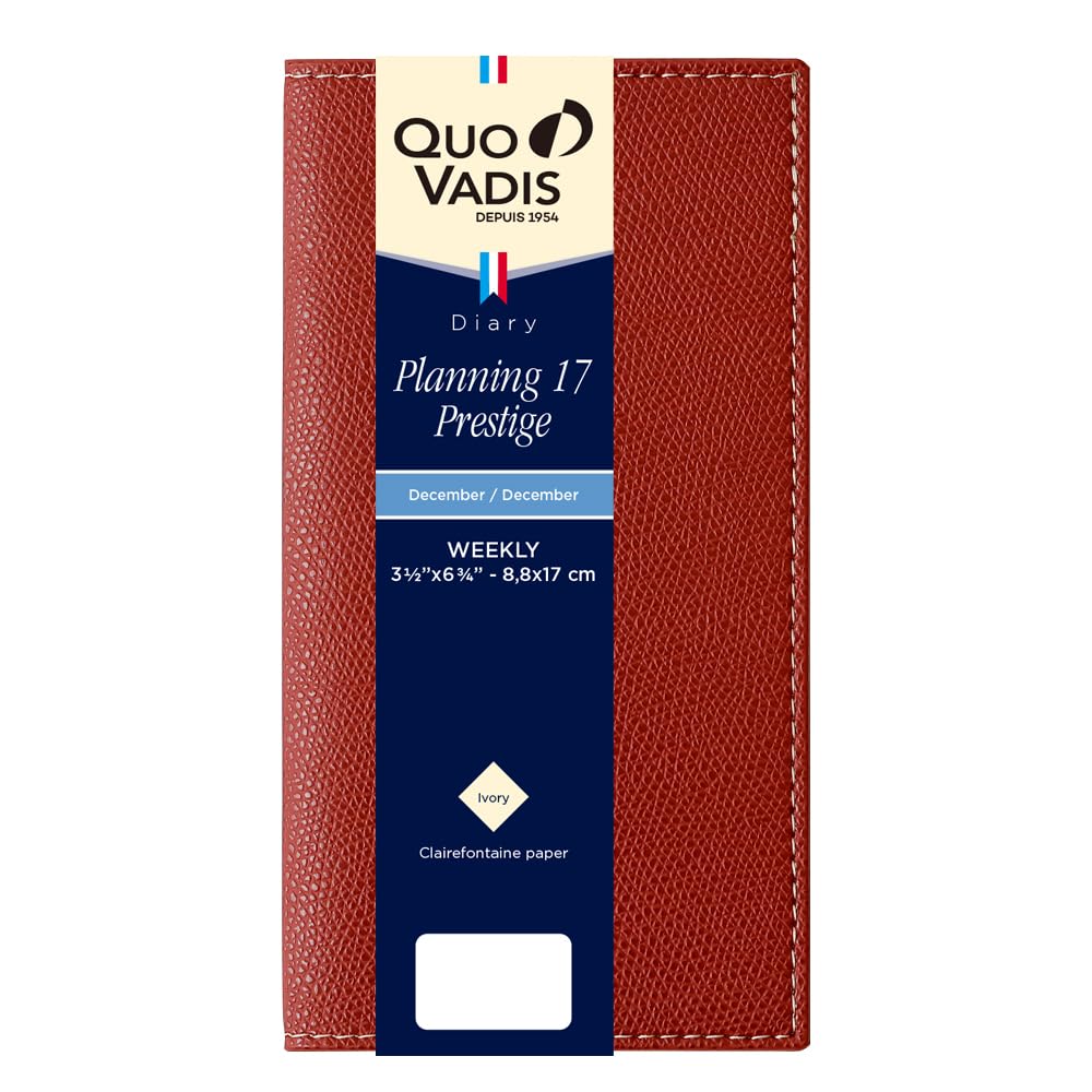 

New color Quo Vadis Planner diary 17 starts December slim size 17 x Bordeaux QUOVADIS qv55702bx [2025 edition] Planning Prestige/Club (Weekly