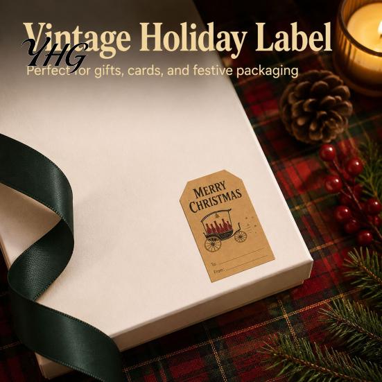 Merry Christmas Seal Stickers 180PCS/Roll Label Stickers, Self-Adhesive Retro Paper Tags with Blank Winter Holiday Writing Area, Decorative Labels for