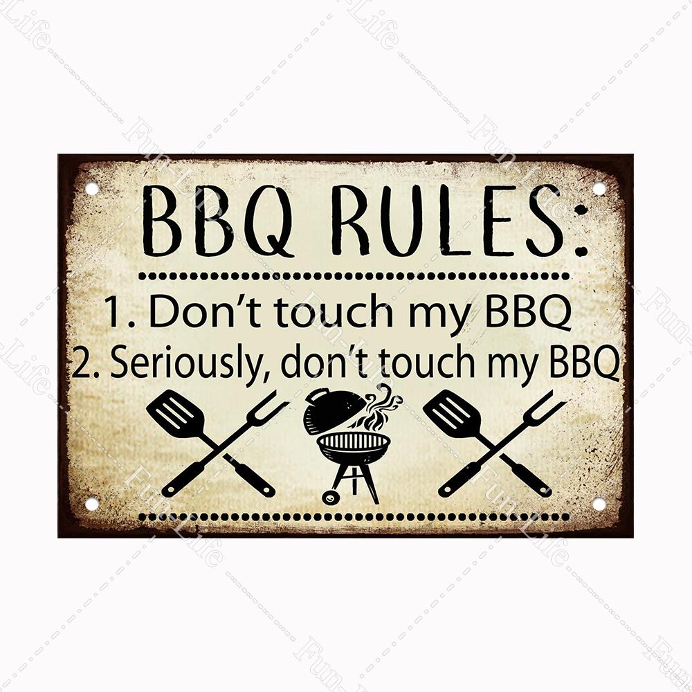 BBQ Warning Metal Tin Sign Oven Vintage Wall Decor Plaque Painting Barbecue Shop Restaurant Craft Pub Home Decor 20x30cm