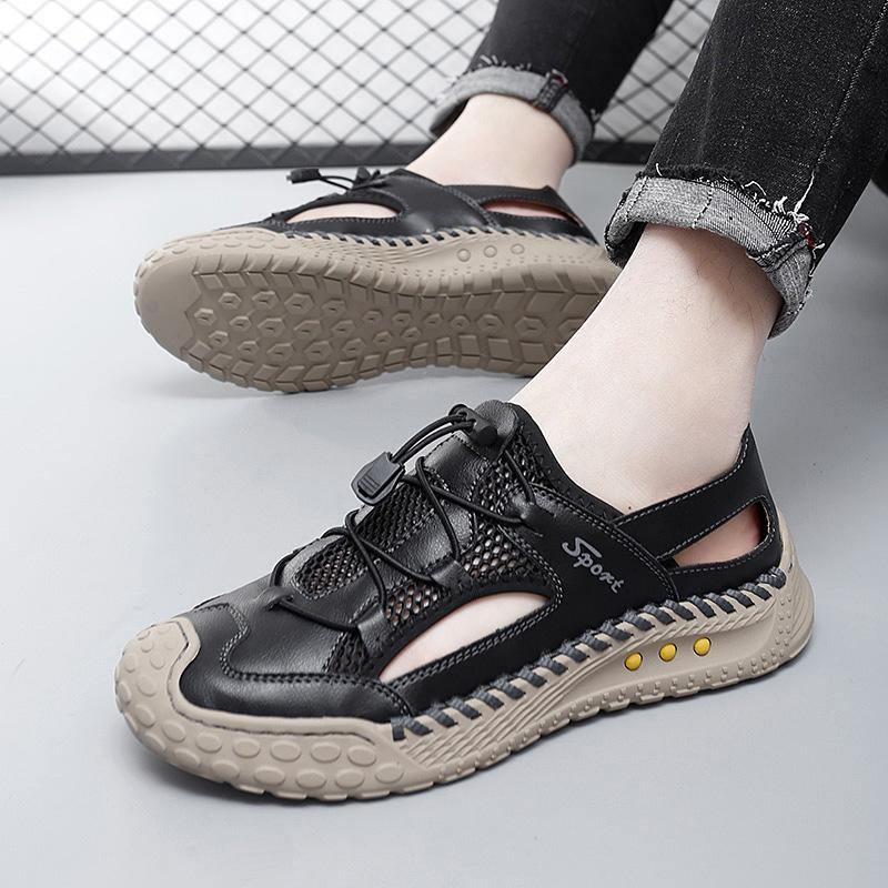 Fashion New Men's Sport Closed Toe Sandals Summer Outdoors Hiking Mesh Shoes Breathable Fashion Casual Sneakers Soft Bottom Male Flats