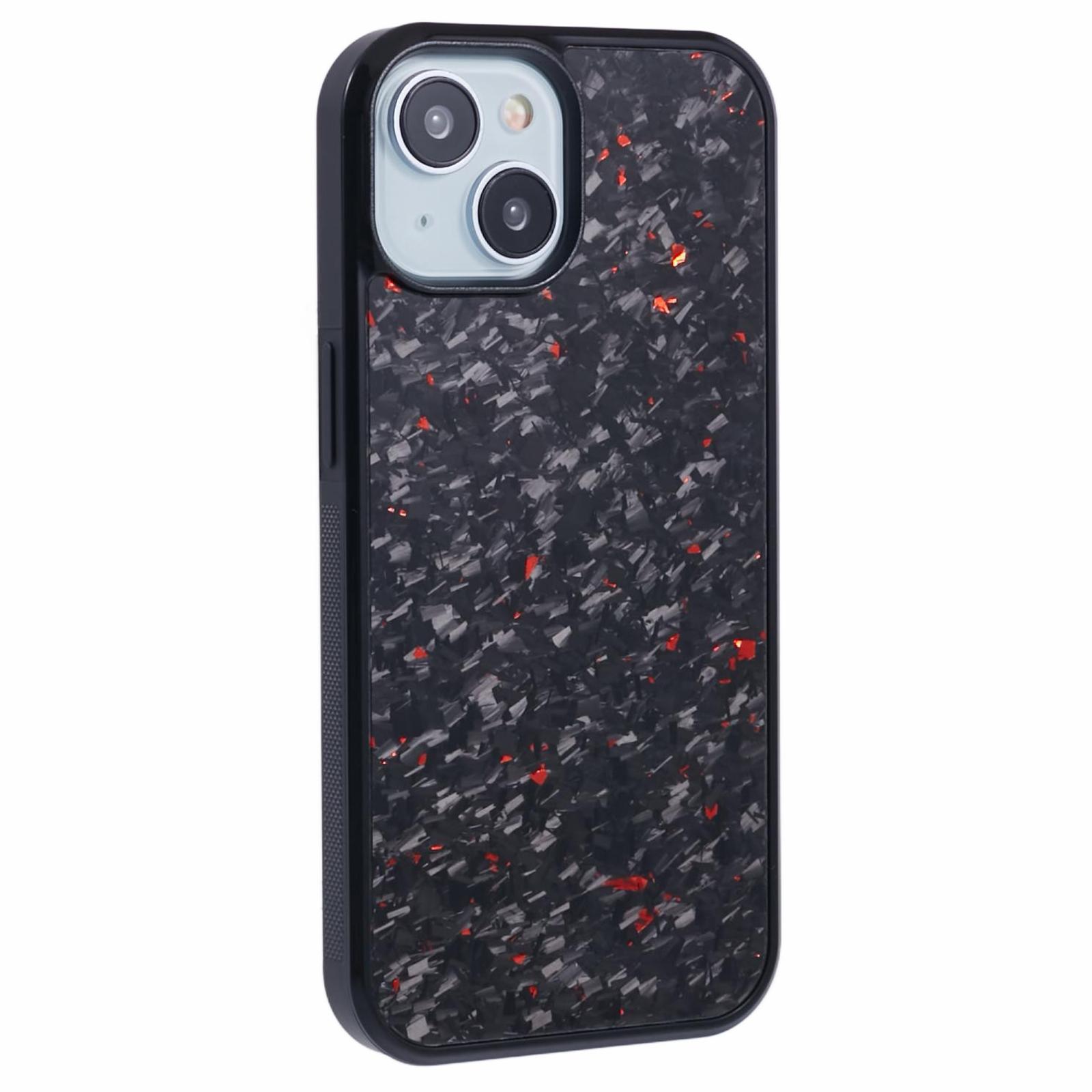 

For iPhone 14 Magnetic Case Forged Texture Aramid Fiber+TPU Anti-Slip Phone Cover Red