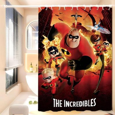 La Tenda da Doccia da Spiaggia Divertente e Creativa I-Incredibles in Poliestere Impermeabile Tende da Bagno per Decorare il Bagno con Ganci