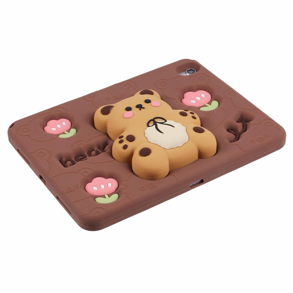 For iPad (2025)/10.9 (2022) Silicone Case Bear Kickstand Tulip Tablet Cover