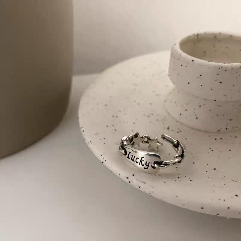 Adjustable Thai Silver Retro Ring: Trendy, Versatile, Hip Hop-Inspired Design for Women