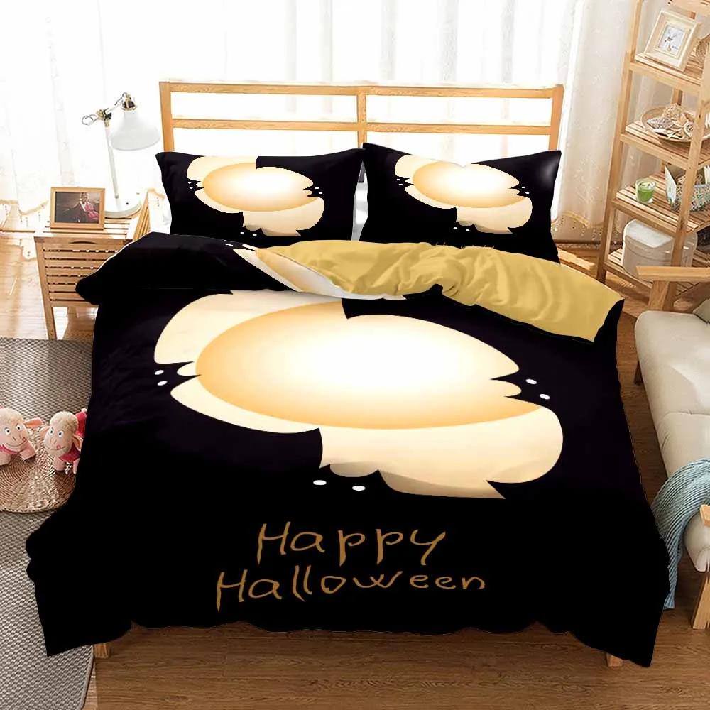 Printed Happy Halloween Bed Linens Set Covers Bed Room Queen Quilt Cover Set Skull Bedding Set Luxury Bedclothes Customized