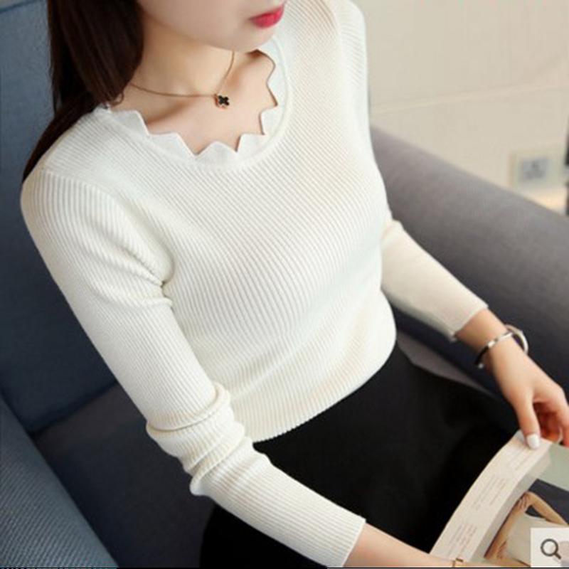 Autumn Winter Women Knitted Sweater Pullover Slim Long Sleeve Butterfly Neck Jumper Sweater Female
