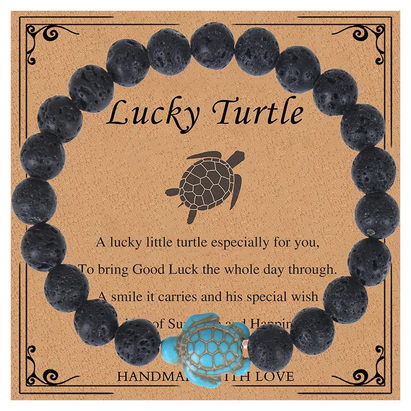 JYL TS Bracelet Lucky Turtle  Beaded Design Brings Longevity & Fortune volcanic
