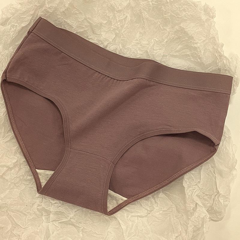 Underwear Women's Solid Color Pure Cotton Mid Waist Briefs Simple Seamless Breathable Girl Student Plus Size Slim Fit Hip Lifting Triangle Panties
