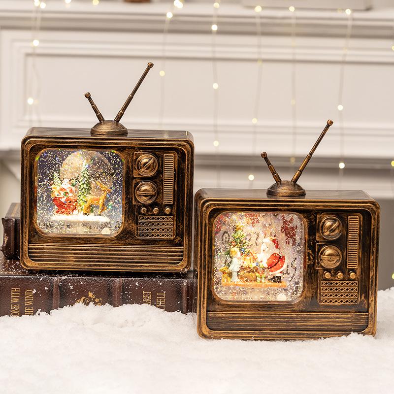Christmas Decorations Antique TV Decoration Music Box Luminous Crystal Ball Christmas Gift
