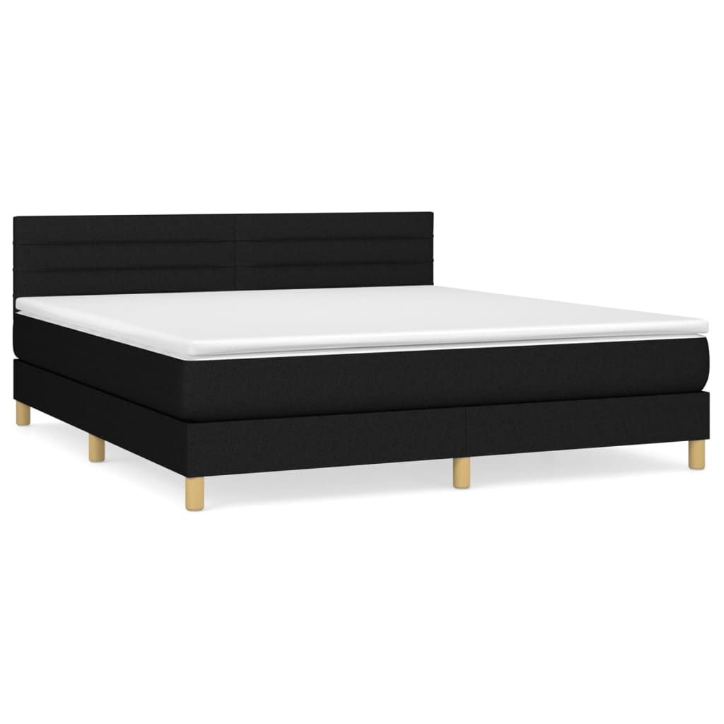 Box Spring Bed with Mattress Black 180 x 200 cm Fabric