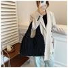 Wrinkle Design Nylon Bucket Bag Open Top Shoulder Crossbody Purse for Women