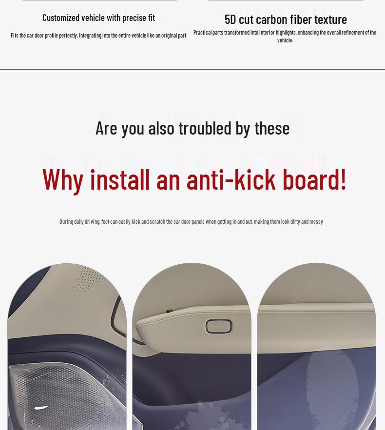 Zeekr 007 Carbon Fiber Door Kick Mats - Interior Protection Stickers