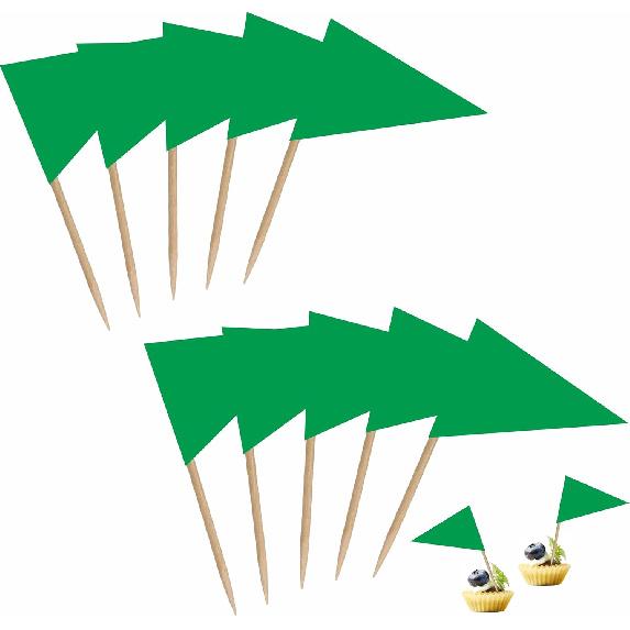 100 Pack White Blank Solid Color Toothpick Flag Small Mini Labeling Marking DIY Triangle Plain Stick Flags for Cocktail Fruit Cupcakes Toppers Food
