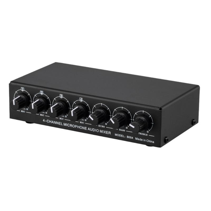 

4 Channel Mixer Microphones Mixing Consoles Box for Multiple Microphones Inputs Perfect for Conferences and Speeches