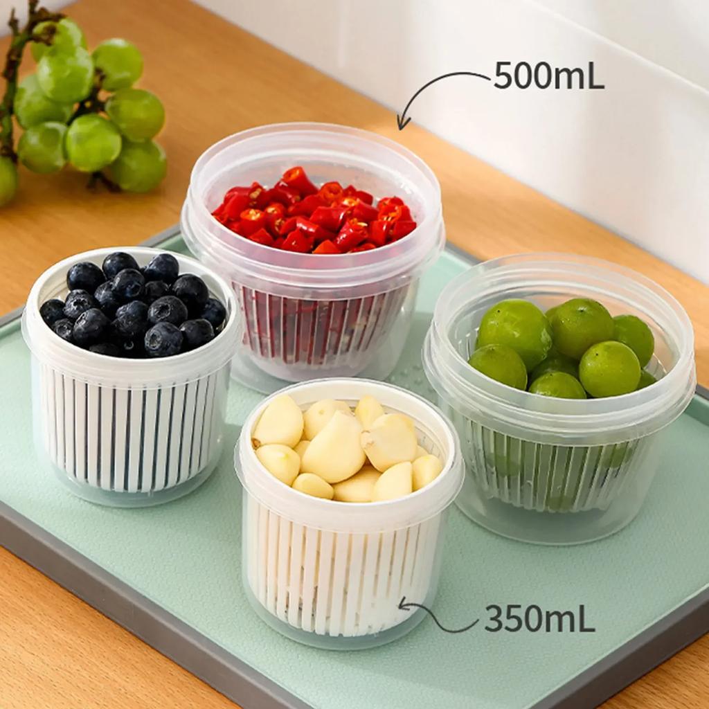 Fresh Storage Box Sealed with Lid Fruit and Vegetable Drainage Tourist Picnic Seasoning Kitchen Portable Storage Box