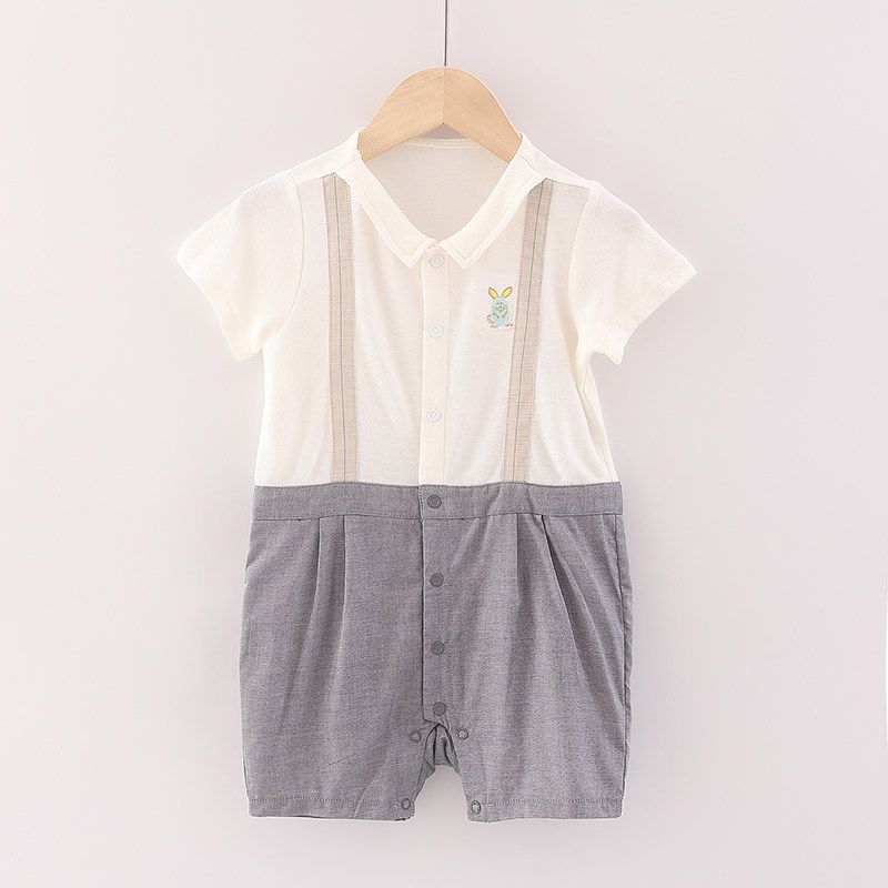 

[Good] Boutique Brand Discount Children s Clothing New British Style Pure Cotton Patchwork Faux Two-Piece Romper 2t020 raw white 59