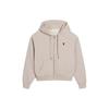 Heart Embroidered Cotton Casual Hooded Zip-Up Sweatshirt Men Sweatshirts Cream Beige USW415747-2712