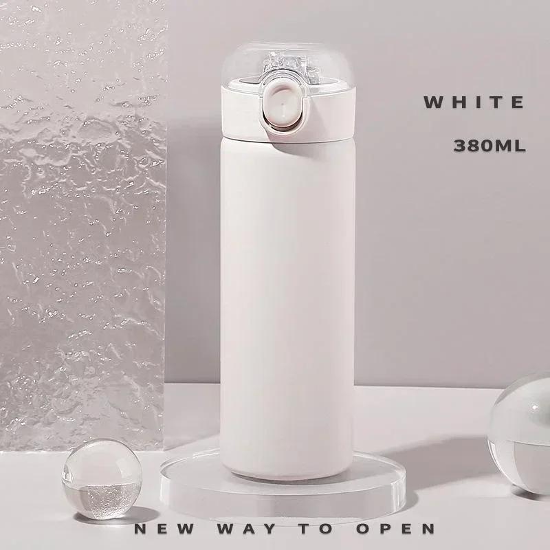 304 Stainless Steel Fashion Vacuum Flask Water Bottle with Straw Simple Bouncing Insulated Cups Portable Travel Coffee Cup Gifts