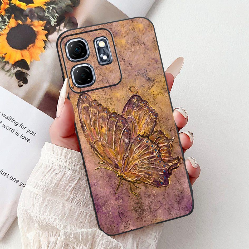 For Infinix Hot 50i Case X6531 New Fashion Flower Love Heart Pattern Soft Silicone Cover For Infinix Smart 9 Smart9 X6532 Bumper