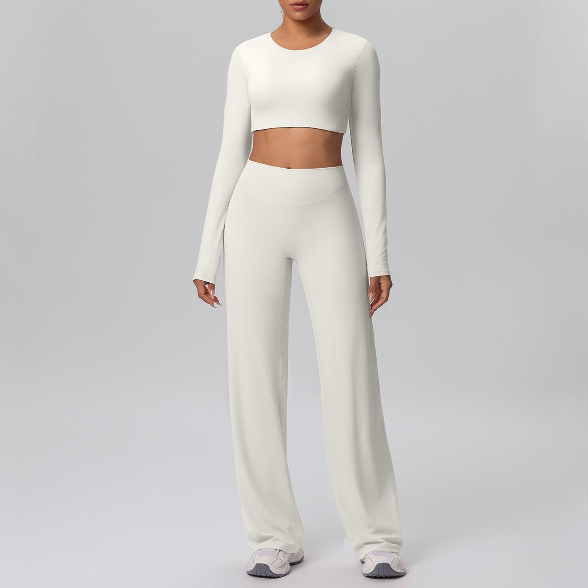 

Cross-New Tight Sportswear Set: Chest-Pad Top & High-Waist Wide-Leg Pants for Running, Fitness & Yoga XL