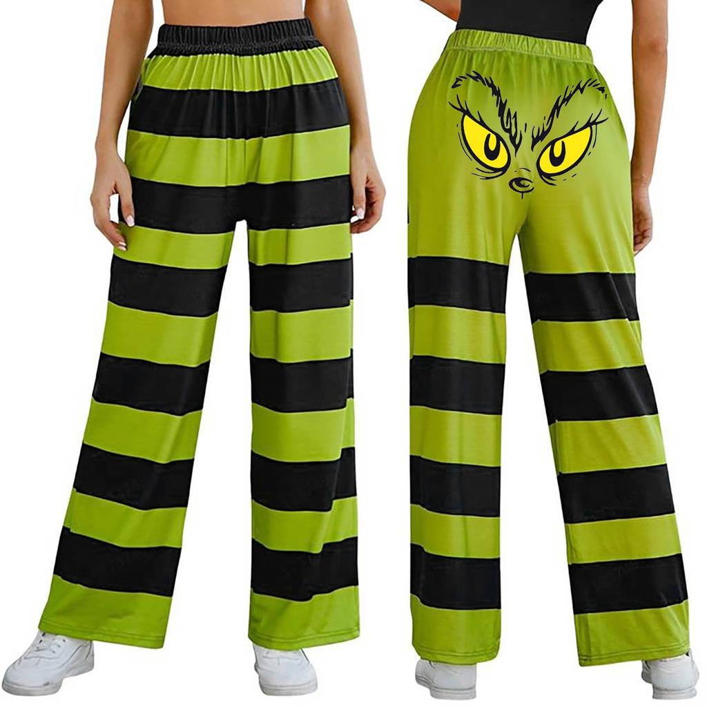 Women's Casual Fashion Christmas Print Elasticated Waist Trousers Pants