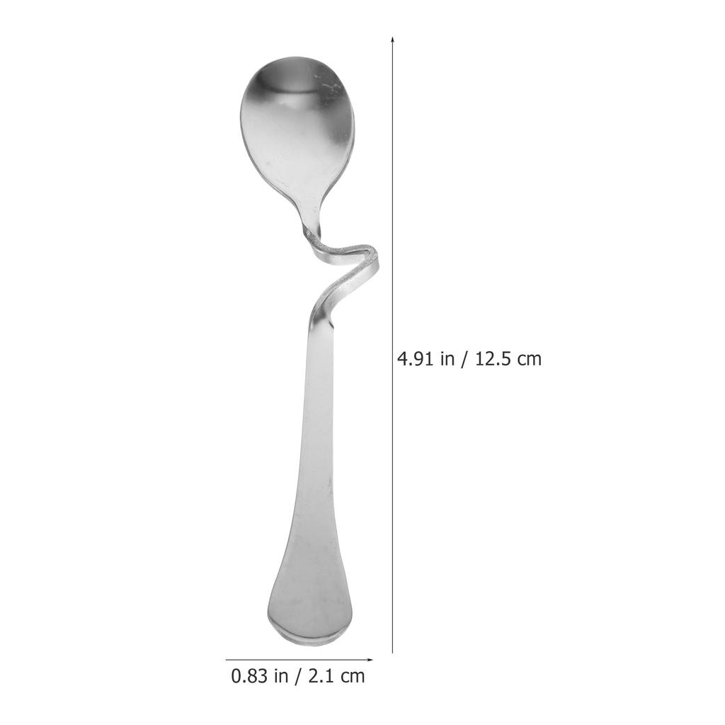 6 Pcs Stirrers Mixing Spoons Stainless with Curved Handle Coffee Stirring Steel
