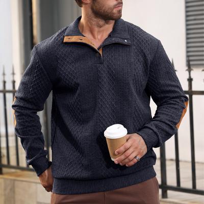 Herren Jacquard Strickpullover für Herbst und Winter, Übergröße 5XL Outdoor Casual Stehkragen Langarm Pullover