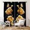 Golden Rose Butterfly Curtains All Season Home Decor Bedroom Living Room Kitchen Rod Not Included Curtain Polyester Perfect For Sitting