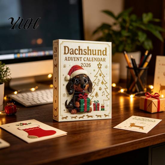24 Days Surprise Charms 2026 Dachshund Advent Calendar, Christmas Dog Collectible Set, Pcs Collector Items 2D Acrylic Holiday Figures Countdown