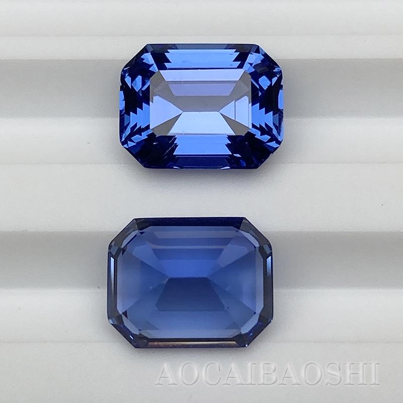 Cultured Emerald-Cut Sapphire Blue Loose Stones with AGL Certificate Main Stone Jewelry