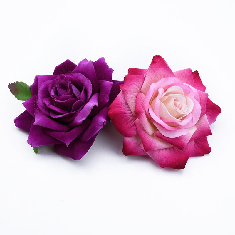 50PCS 10CM Big Roses Artificial Flower Home Decoration Christmas Wreaths Wedding Bridal Accessories Clearance Headwear Brooch