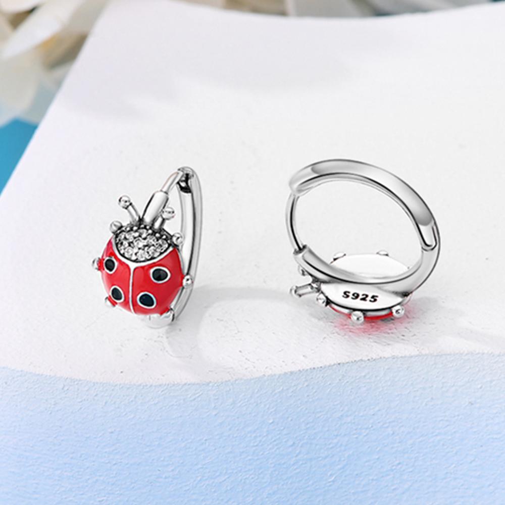 

925 Silver Ladybug Earrings Luxury Jewelry Gift For Female Girl Party Fashion Pendientes
