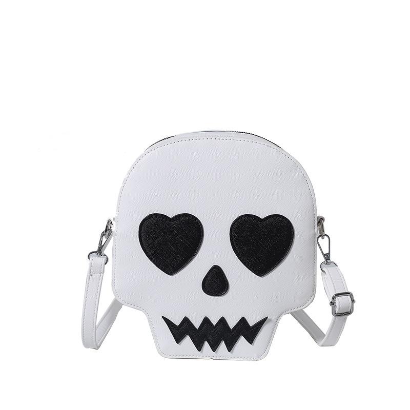 

Personality funny skull bag summer women s oblique straddle shoulder bag cartoon contrasting color Halloween women s bag one size fits all белый