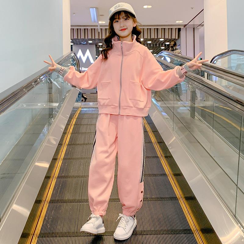 Spring Autumn Teen Girls Clothing Sets Fashion Zipper Sweatshirt + Pants 2Pcs Sports Suit Kids Tracksuit 5 6 8 10 12 14 Year