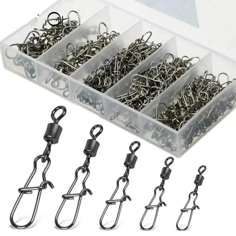 50 Stück Box Angelverbinder Pins 4#-12# Kugellager Wirbel Snap Haken, Langlebige Köderfischerei Tackle Zubehör