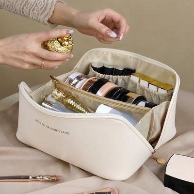 Leather Large Capacity Travel Cosmetic Bag Portable Women Makeup Case Waterproof Multifunctional Toiletry Organizer Storage Bag