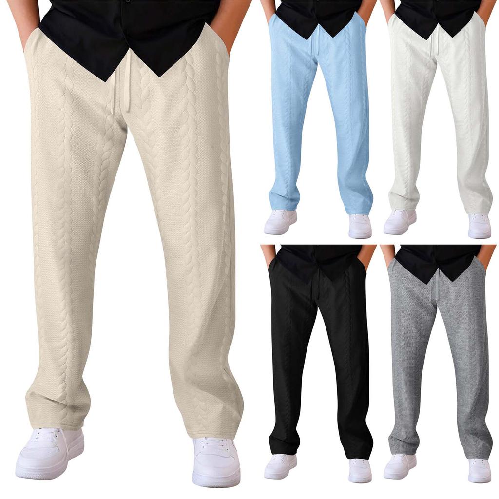 Men's American Retro Outdoor Casual Sports Solid Color Drawstring Trousers
