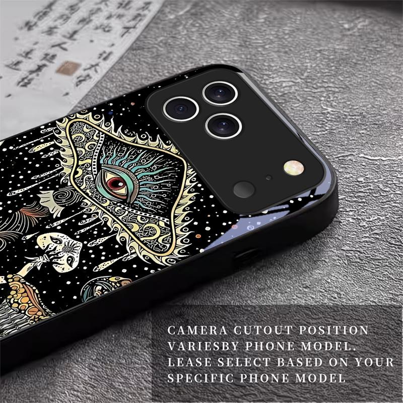 Magic Mushrooms Art For Apple Black Phone Case For iPhone 17 16 15 14 13 12 Mini 11 Pro Max 17 Air 7 8 Plus XR Glass Back Cover