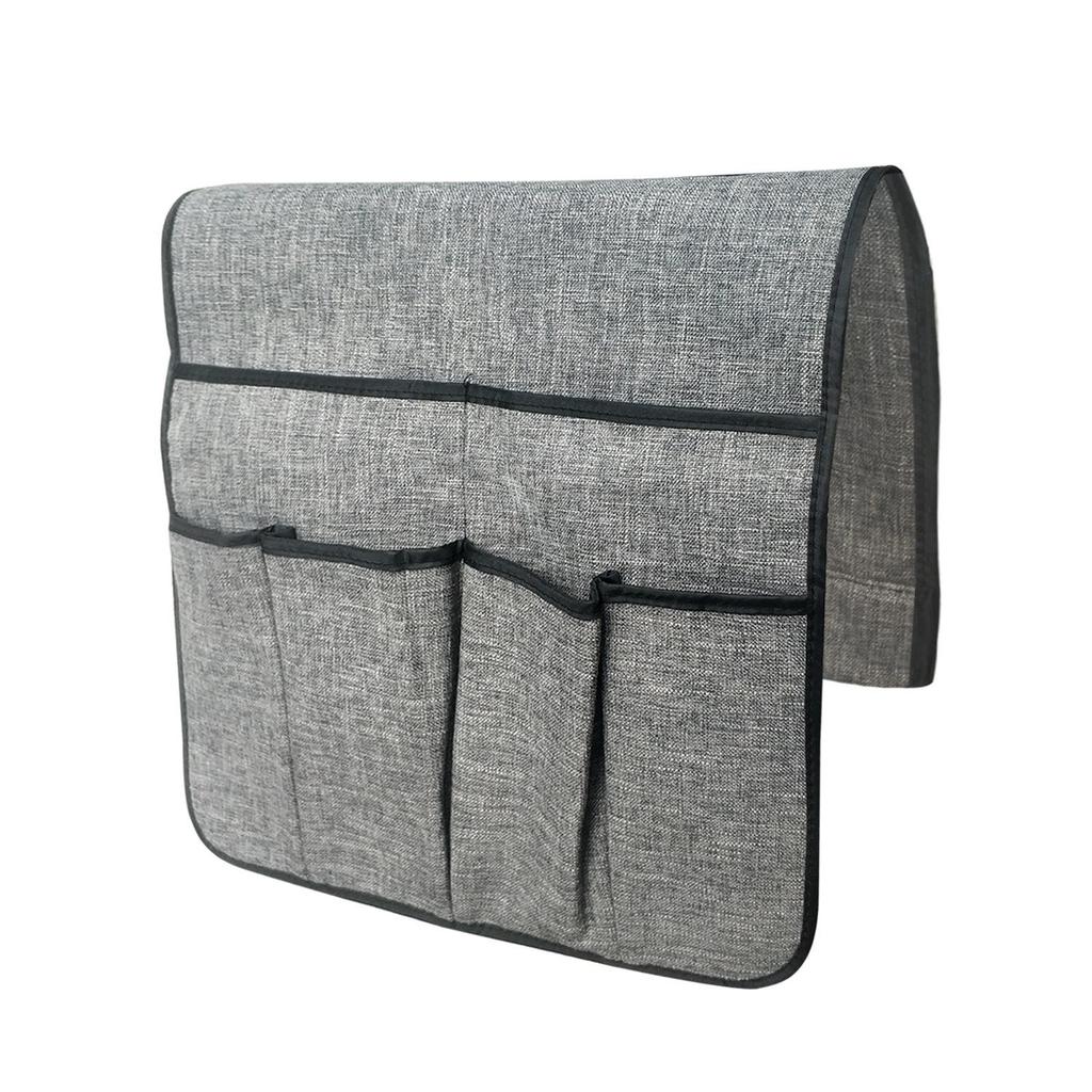 Large Cotton Linen Sofa Armrest Storage Bag for Remotes, Books, Candy, and Cosmetics